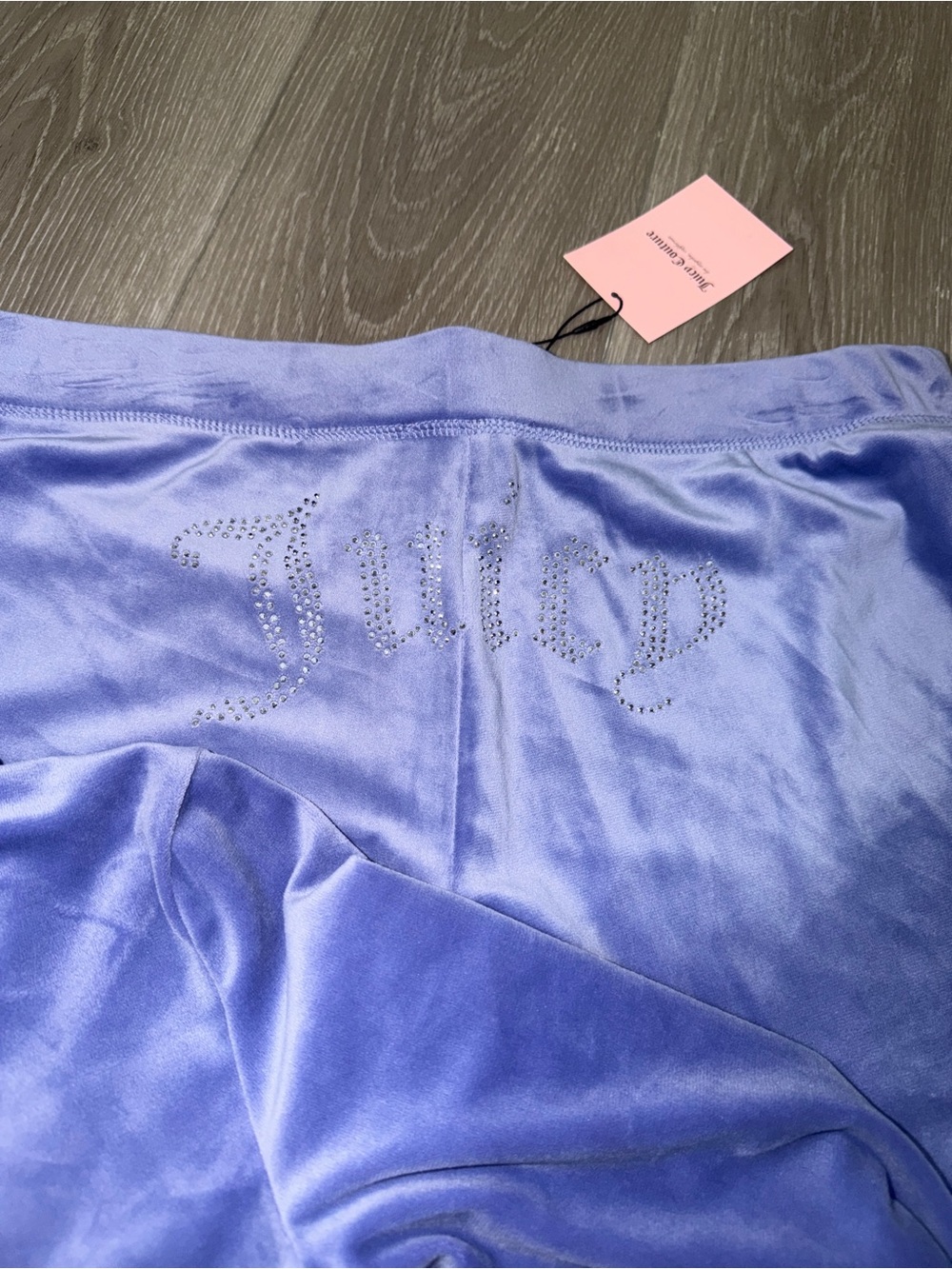 Juicy Couture Periwinkle Velour Pants with Crystal Logo